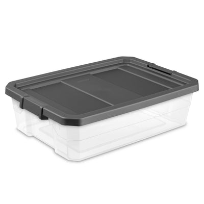 Sterilite 40 Qt Clear Plastic Storage Bin Totes with Latching Lid, Gray (6 Pack)
