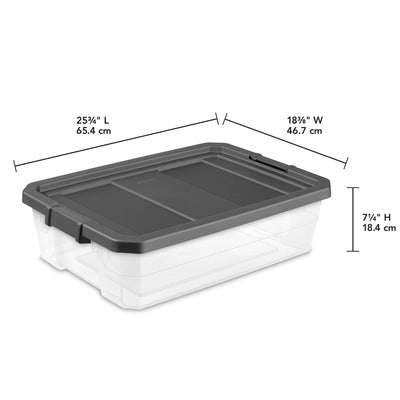 Sterilite 40 Qt Clear Plastic Storage Bin Totes with Latching Lid, Gray (6 Pack)