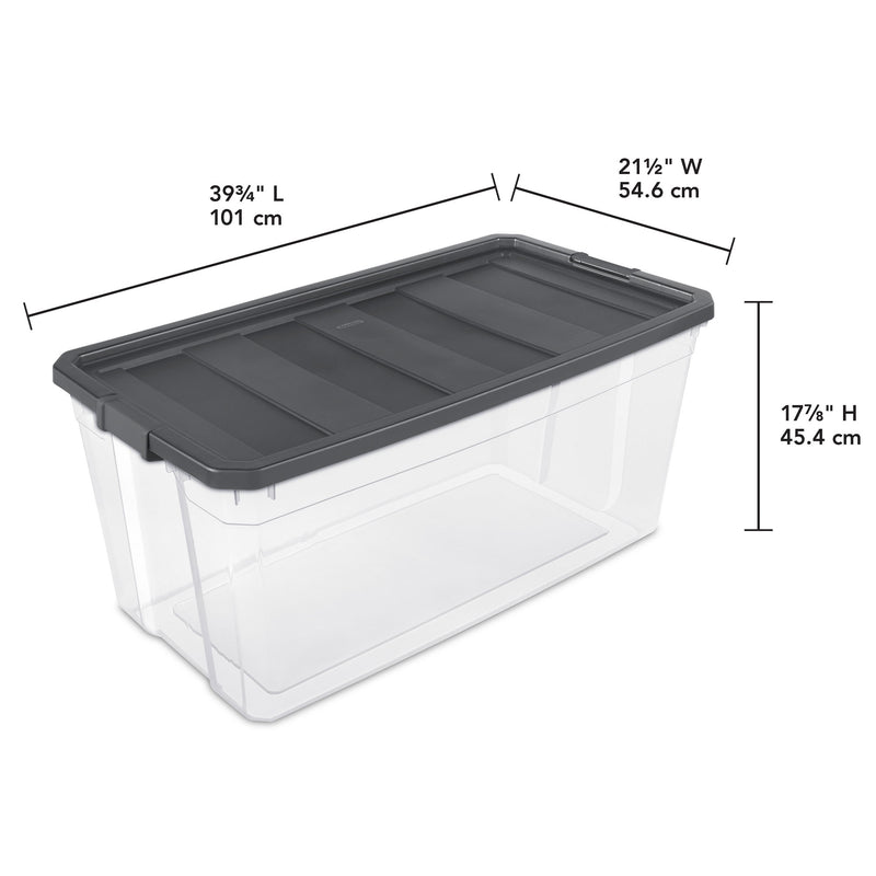 Sterilite 200 Quart Clear Stackable Latching Storage Box Container, Grey, 6 Pack