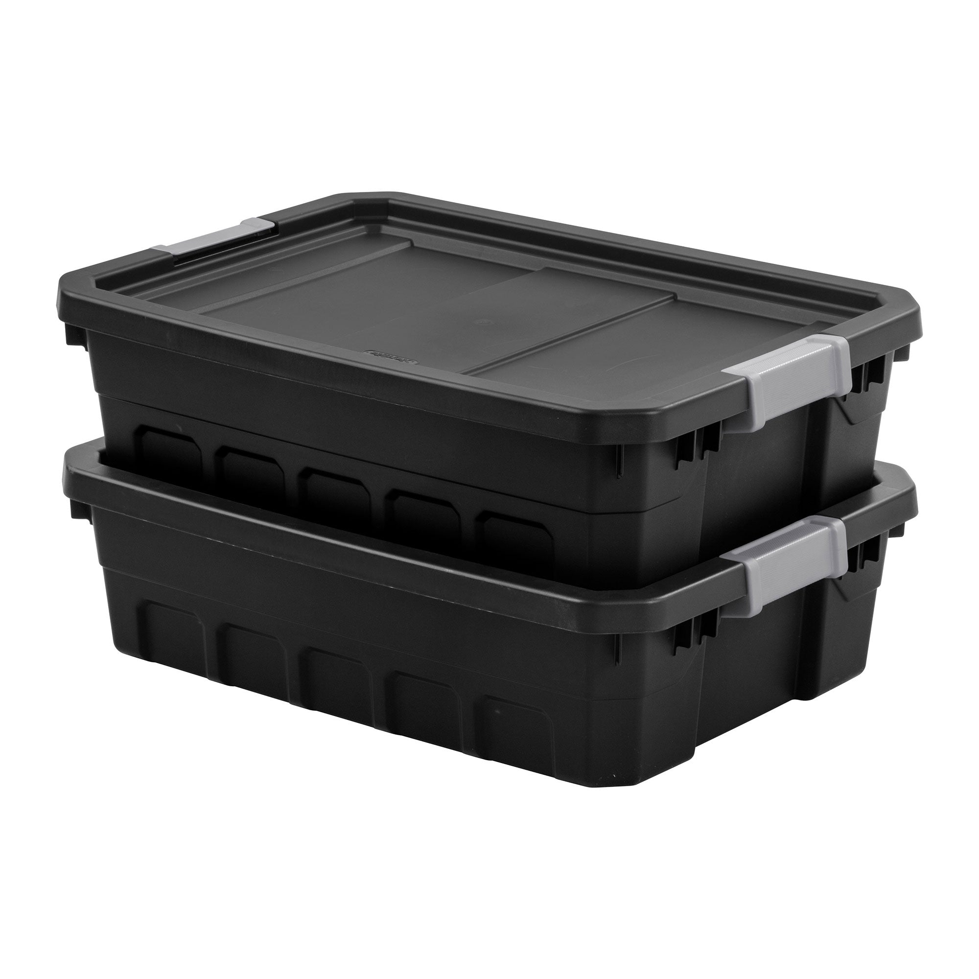 Sterilite 10-Gallon Rugged Industrial Stacker Storage Tote with Gray Clip Lid