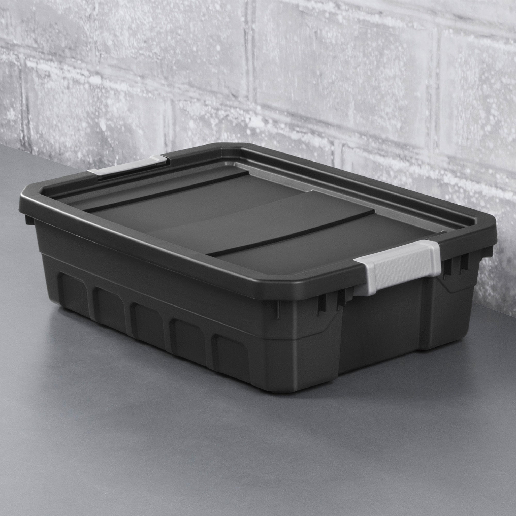 Sterilite 10-Gallon Rugged Industrial Stacker Storage Tote with Gray Clip Lid