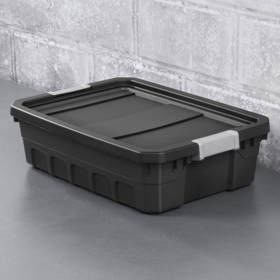 Sterilite 10-Gallon Rugged Industrial Stacker Storage Tote with Gray Clip Lid