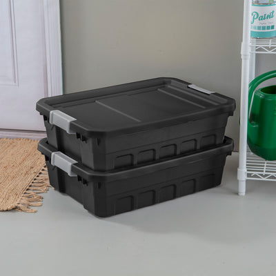 Sterilite 10-Gallon Rugged Industrial Stacker Storage Tote with Gray Clip Lid