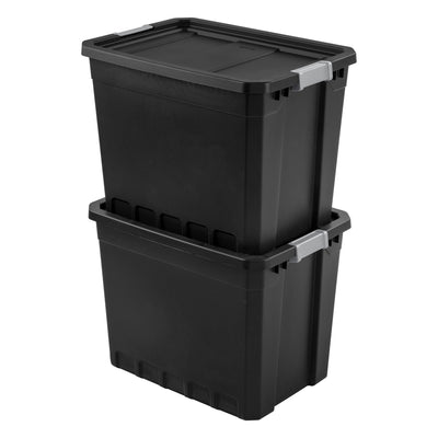 Sterilite 27-Gallon Rugged Industrial Stacker Storage Tote with Gray Clip Lid