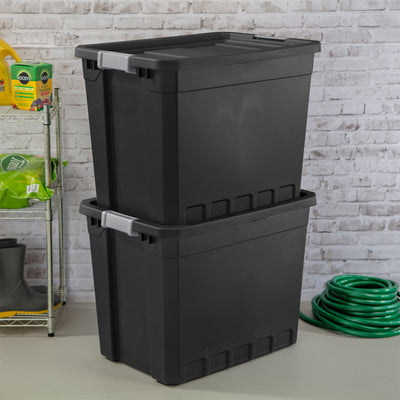 Sterilite 27-Gallon Rugged Industrial Stacker Storage Tote with Gray Clip Lid