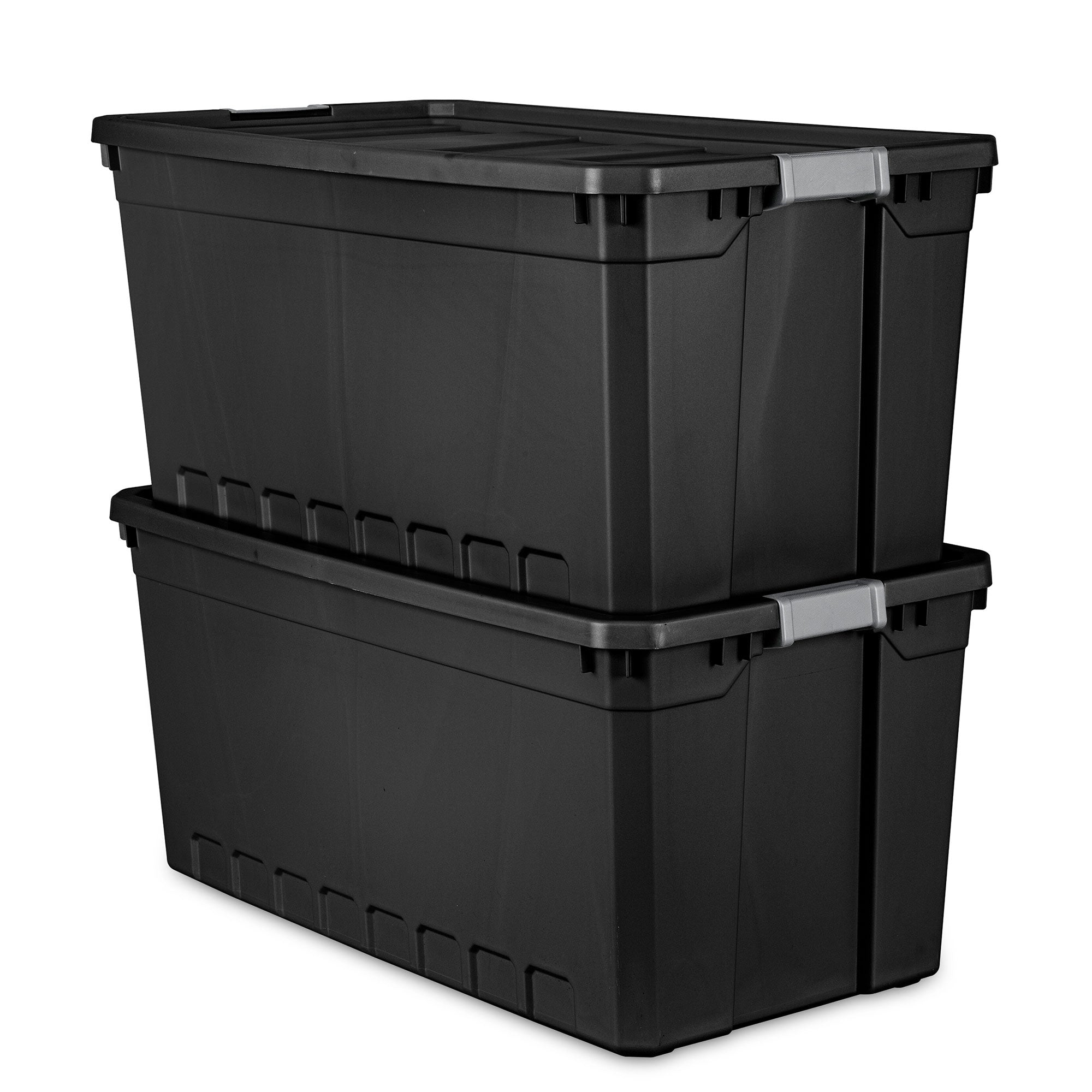 Sterilite 50-Gallon Rugged Industrial Stacker Storage Tote with Gray Clip Lid