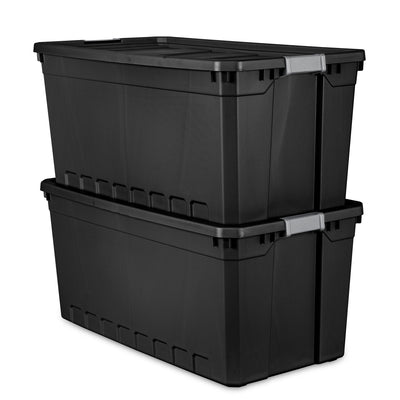 Sterilite 50-Gallon Rugged Industrial Stacker Storage Tote with Gray Clip Lid
