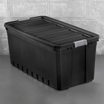 Sterilite 50-Gallon Rugged Industrial Stacker Storage Tote with Gray Clip Lid