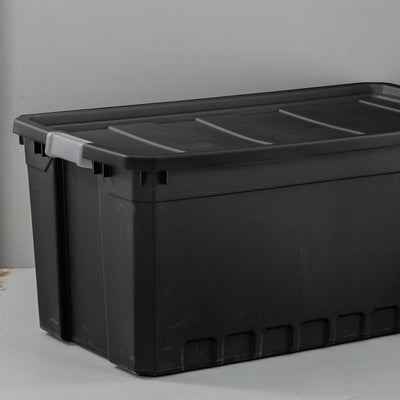 Sterilite 50-Gallon Rugged Industrial Stacker Storage Tote with Gray Clip Lid