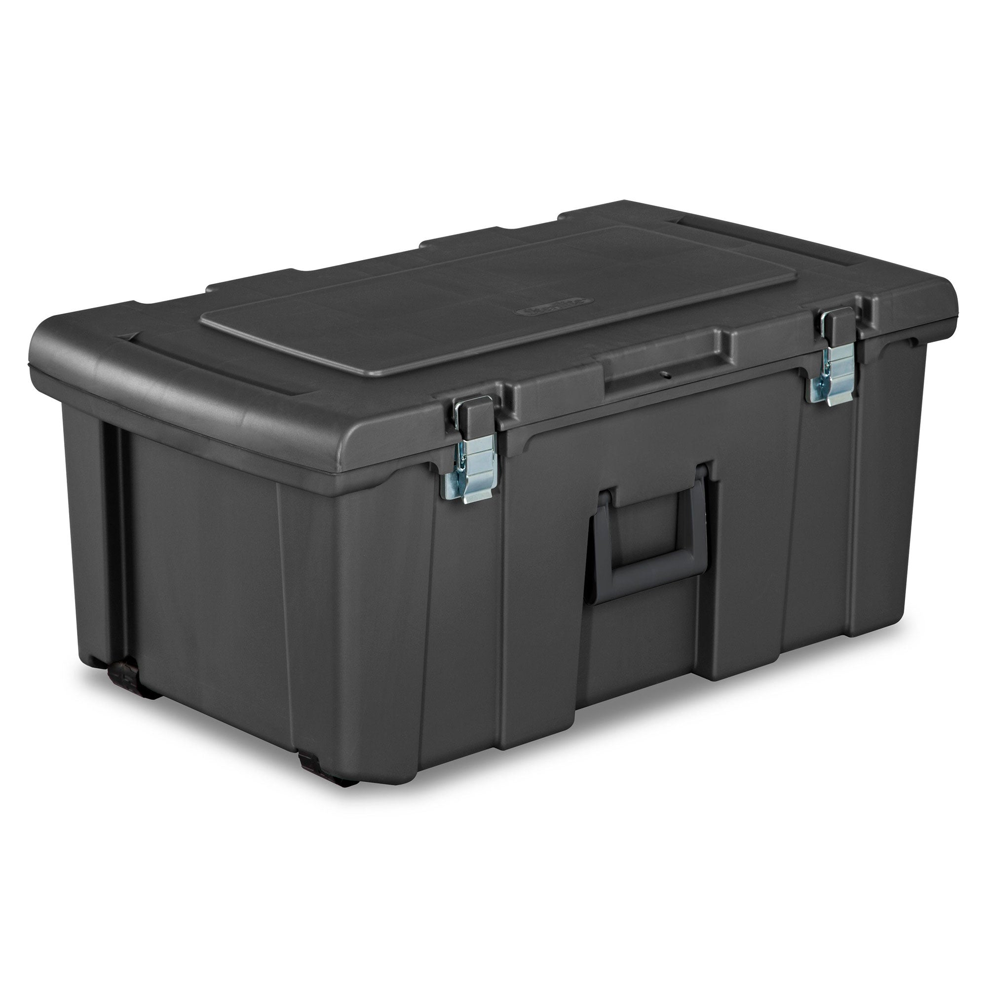 Sterilite 16 Gal Plastic Footlocker Container with Handles and Wheels, Flat Gray