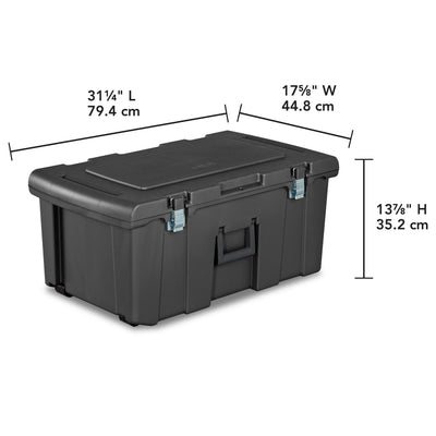Sterilite 16 Gal Plastic Footlocker Container with Handles and Wheels, Flat Gray
