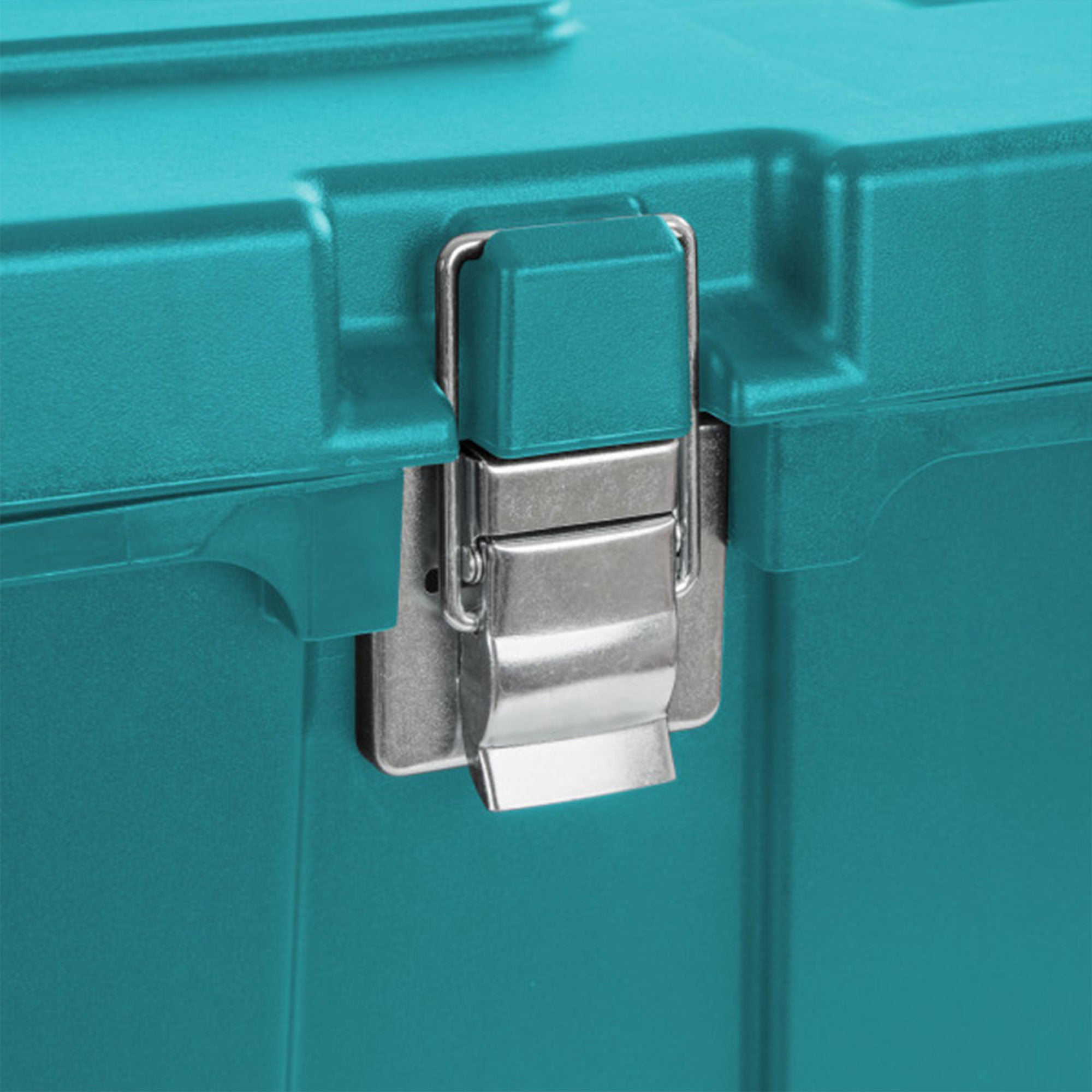 Sterilite Wheeled Footlocker, Plastic Utility Lockable Storage Container, Teal - VMInnovations