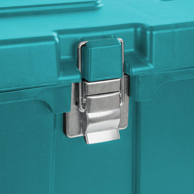 Sterilite Wheeled Footlocker, Plastic Utility Lockable Storage Container, Teal - VMInnovations