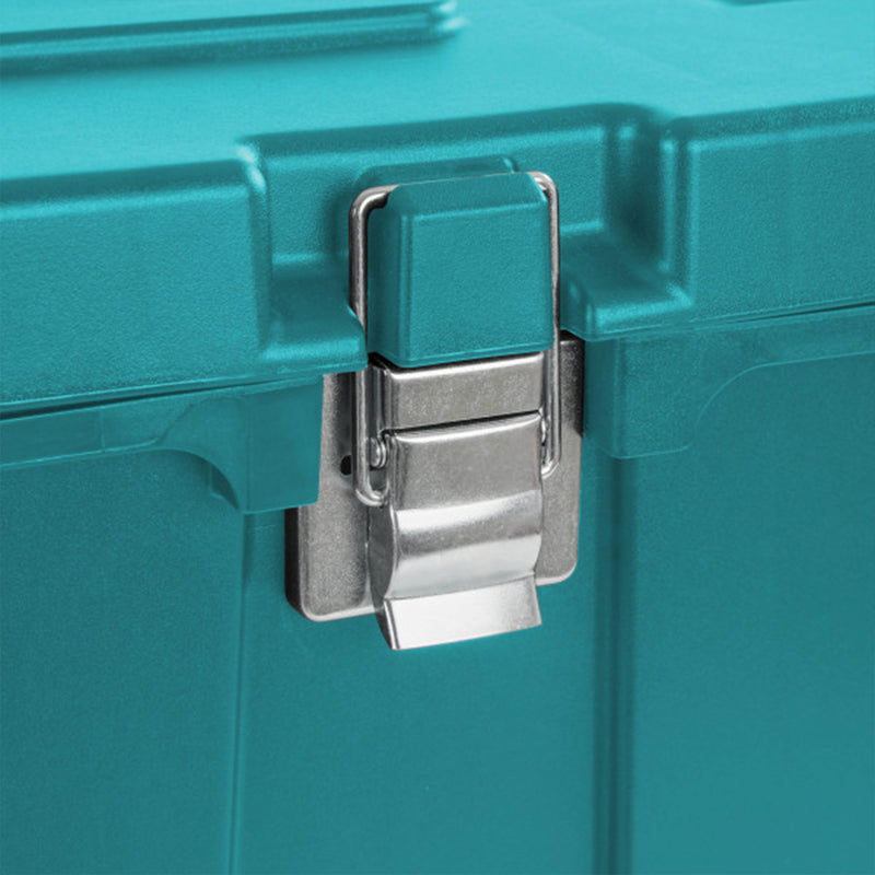 Sterilite Wheeled Footlocker, Plastic Utility Lockable Storage Container, Teal