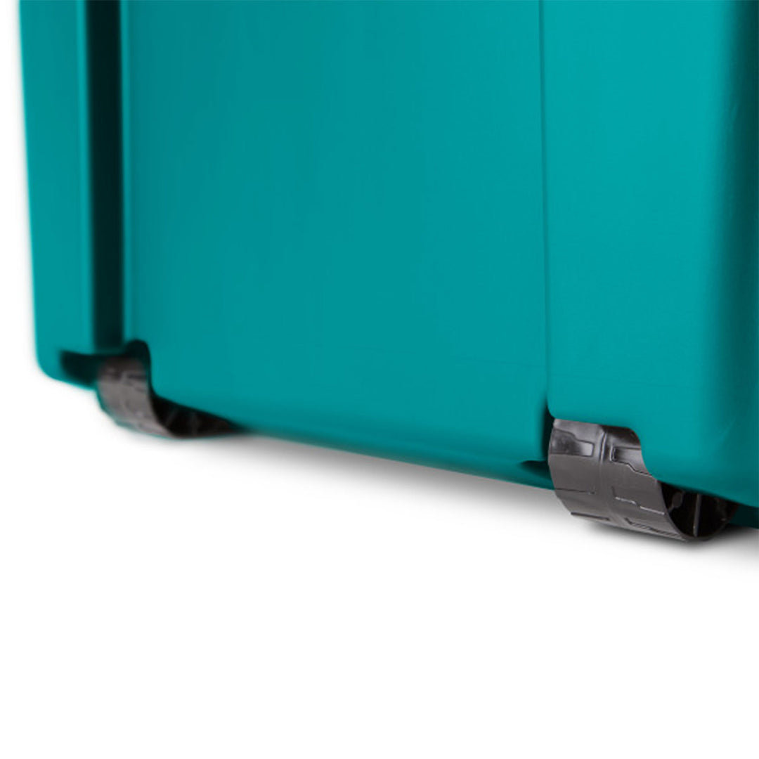 Sterilite Wheeled Footlocker, Plastic Utility Lockable Storage Container, Teal