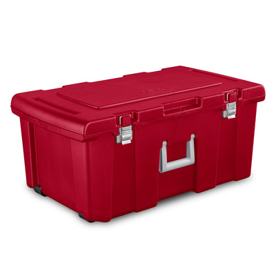 Sterilite 23 Gallon Footlocker Toolbox Container w/ Wheels, Infra Red, 2 Pack