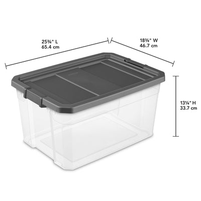 Sterilite 76 Qt Plastic Home Storage Bin Organizing Tote with Latching Lid, Grey