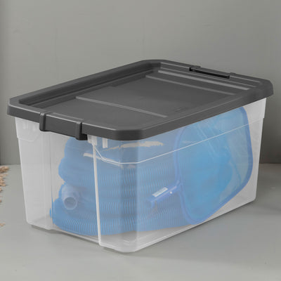 Sterilite 76 Qt Plastic Home Storage Bin Organizing Tote with Latching Lid, Grey