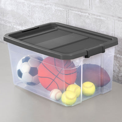 Sterilite 76 Qt Plastic Home Storage Bin Organizing Tote with Latching Lid, Grey