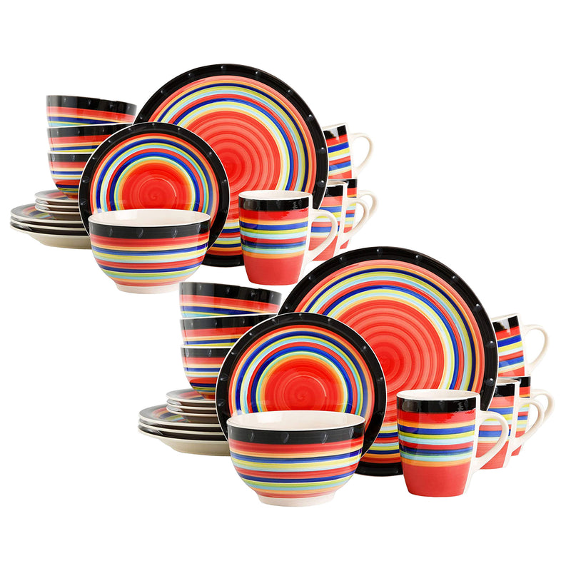 Gibson Casa Stella 16 Pc Dinnerware Plates, Bowls, & Mugs Set, Multicolor (2 Pk)