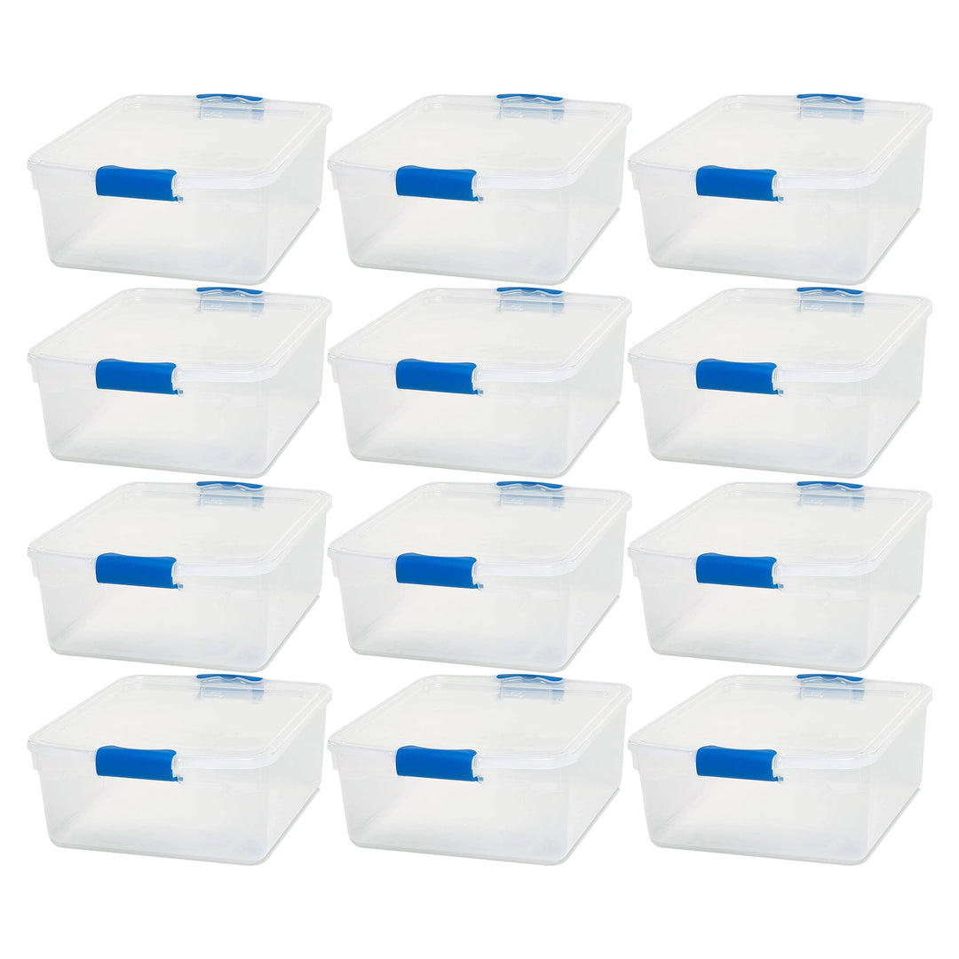 Homz 15.5 Quart Heavy Duty Clear Plastic Stackable Storage Containers, 12 Pack