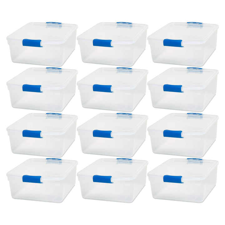 Homz 15.5 Quart Heavy Duty Clear Plastic Stackable Storage Containers, 12 Pack