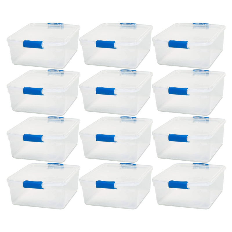 Homz 15.5 Quart Heavy Duty Clear Plastic Stackable Storage Containers, 12 Pack