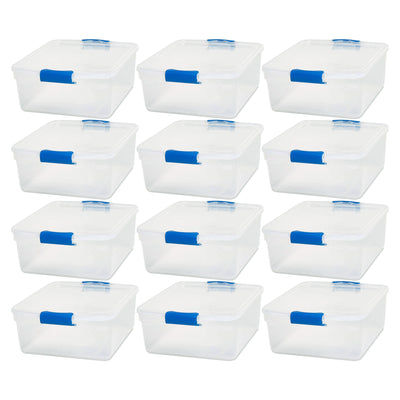 Homz 15.5 Quart Heavy Duty Clear Plastic Stackable Storage Containers, 12 Pack