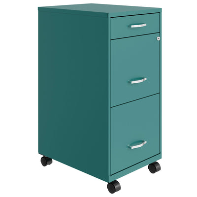 Space Solutions 18" Wide 3 Drawer Mobile Organizer Cabinet, Teal (Open Box) - VMInnovations