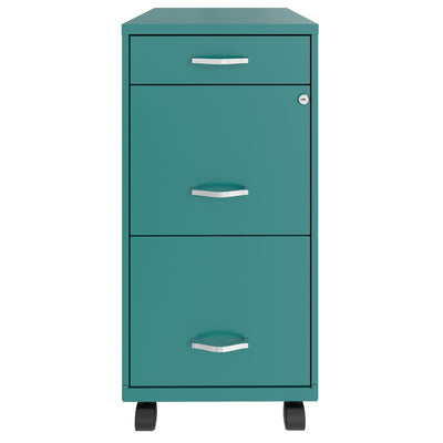 Space Solutions 18" Wide 3 Drawer Mobile Organizer Cabinet, Teal (Open Box) - VMInnovations
