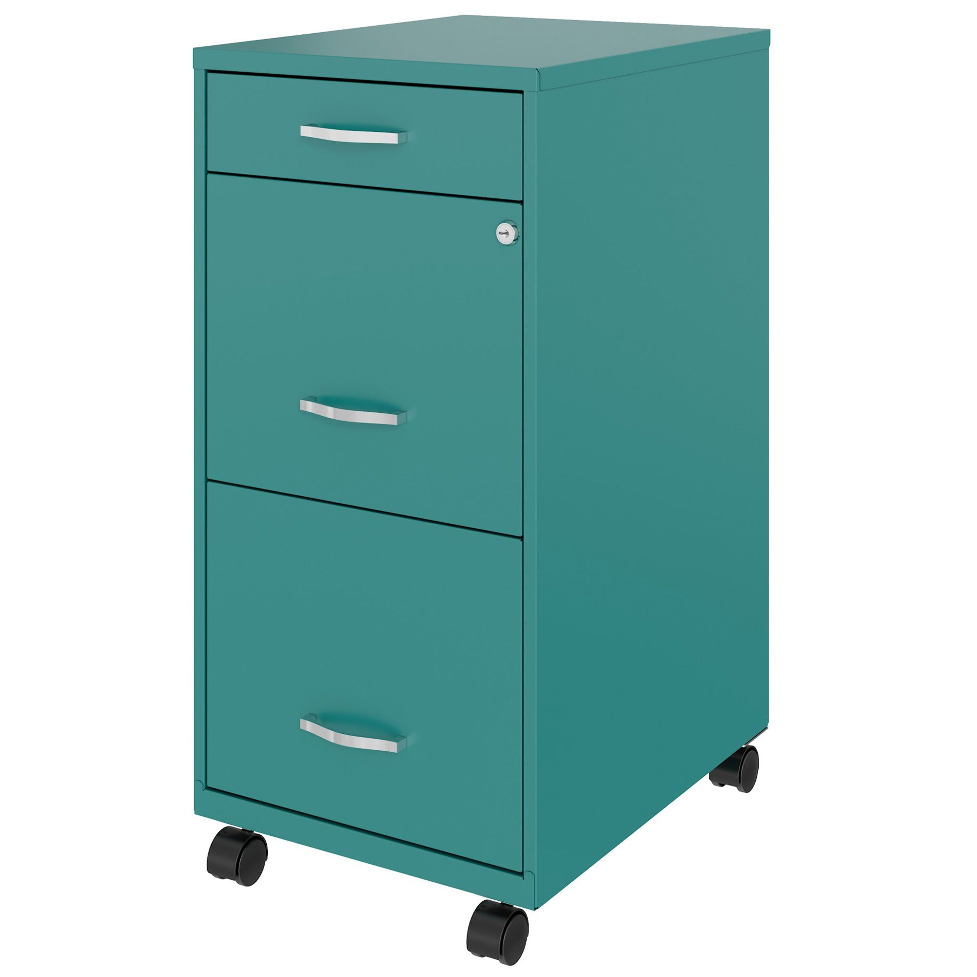 Space Solutions 18" Wide 3 Drawer Mobile Organizer Cabinet, Teal (Open Box) - VMInnovations