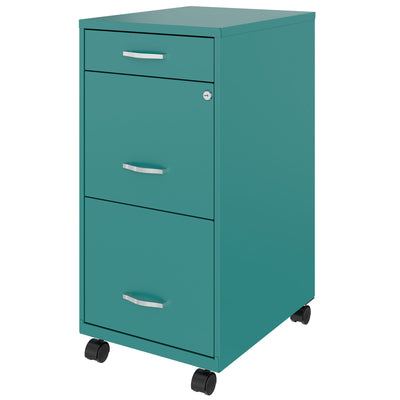 Space Solutions 18" Wide 3 Drawer Mobile Organizer Cabinet, Teal (Open Box) - VMInnovations