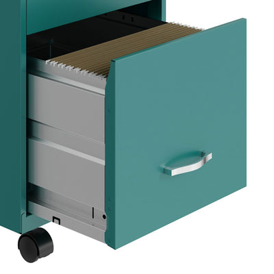Space Solutions 18" Wide 3 Drawer Mobile Organizer Cabinet, Teal (Open Box) - VMInnovations