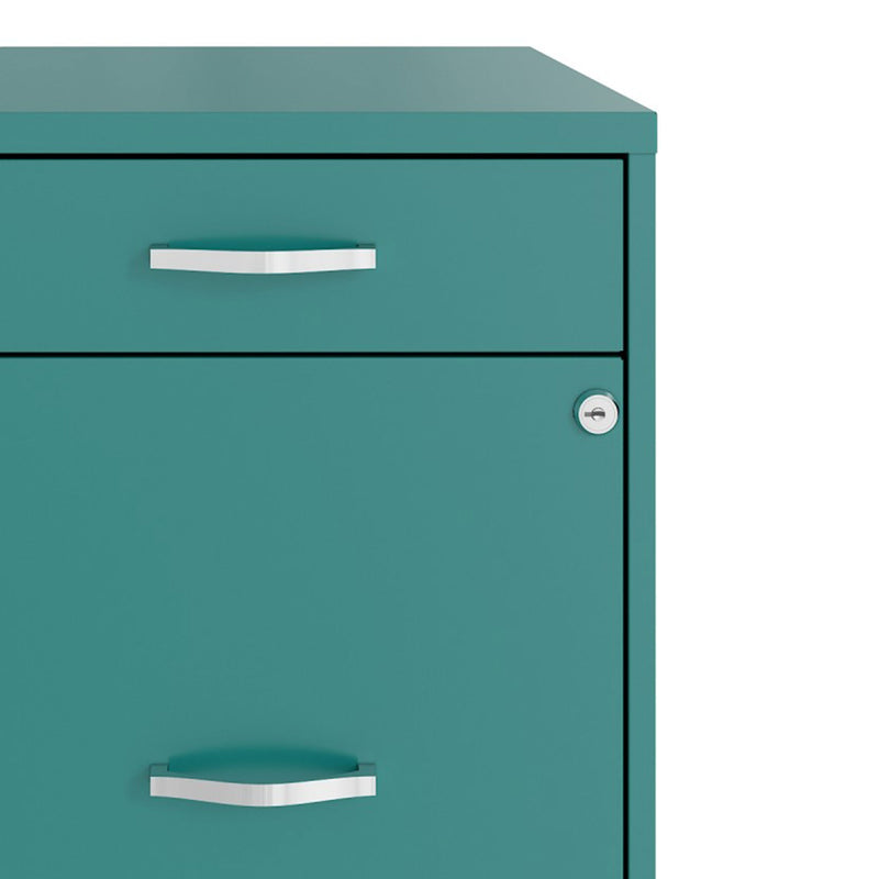 Space Solutions 18 Inch Wide 3 Drawer Mobile Cabinet for Office, Teal (Open Box)
