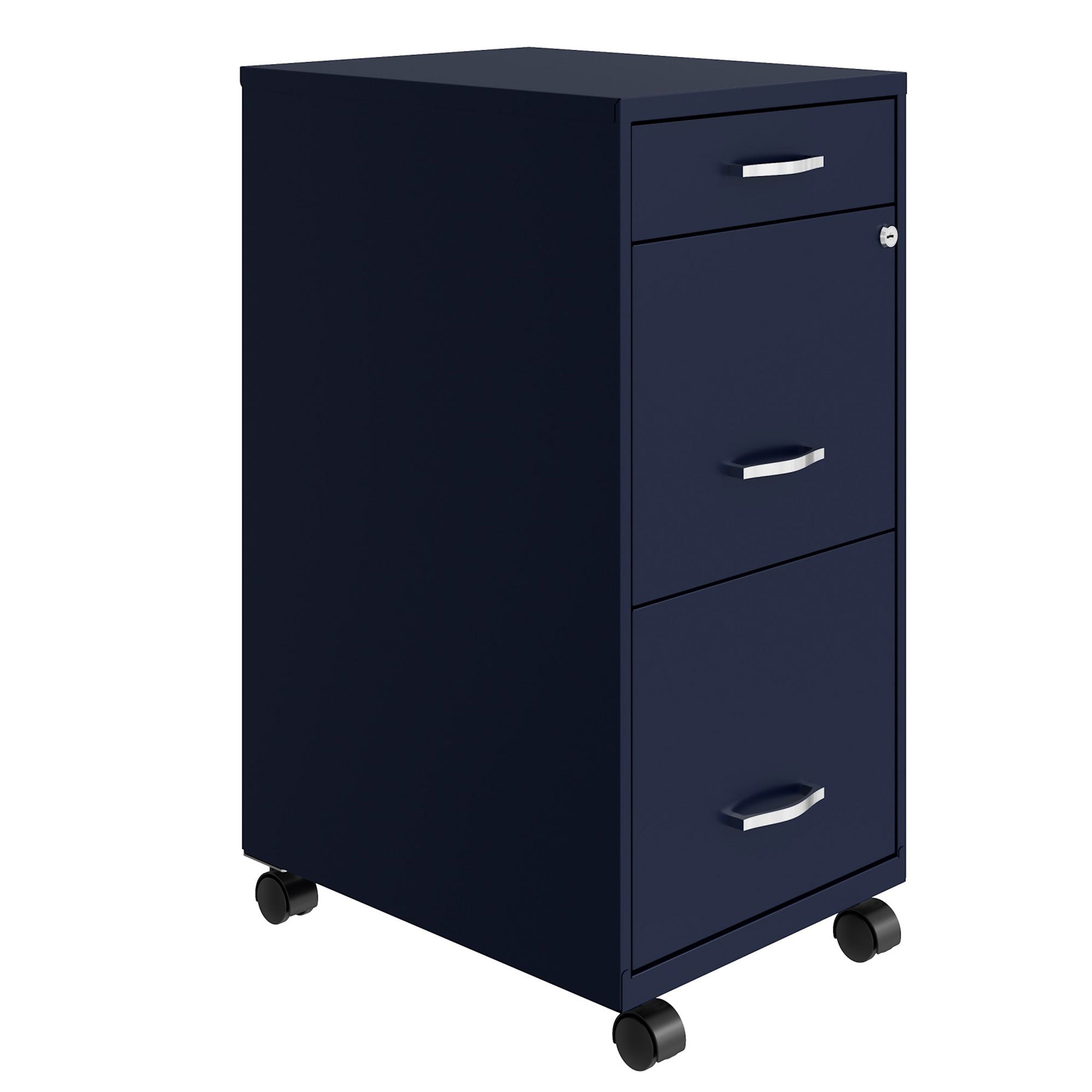Space Solutions 18 In Wide 3 Drawer Mobile Cabinet for Offices, Navy (Used) - VMInnovations