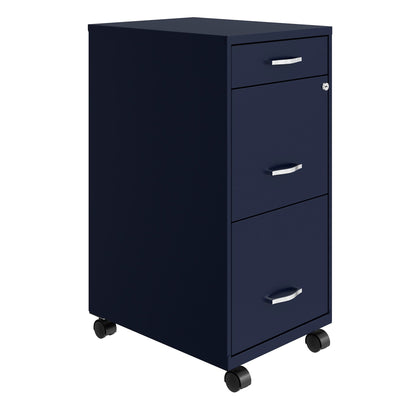 Space Solutions 18 In Wide 3 Drawer Mobile Cabinet for Offices, Navy (Used) - VMInnovations