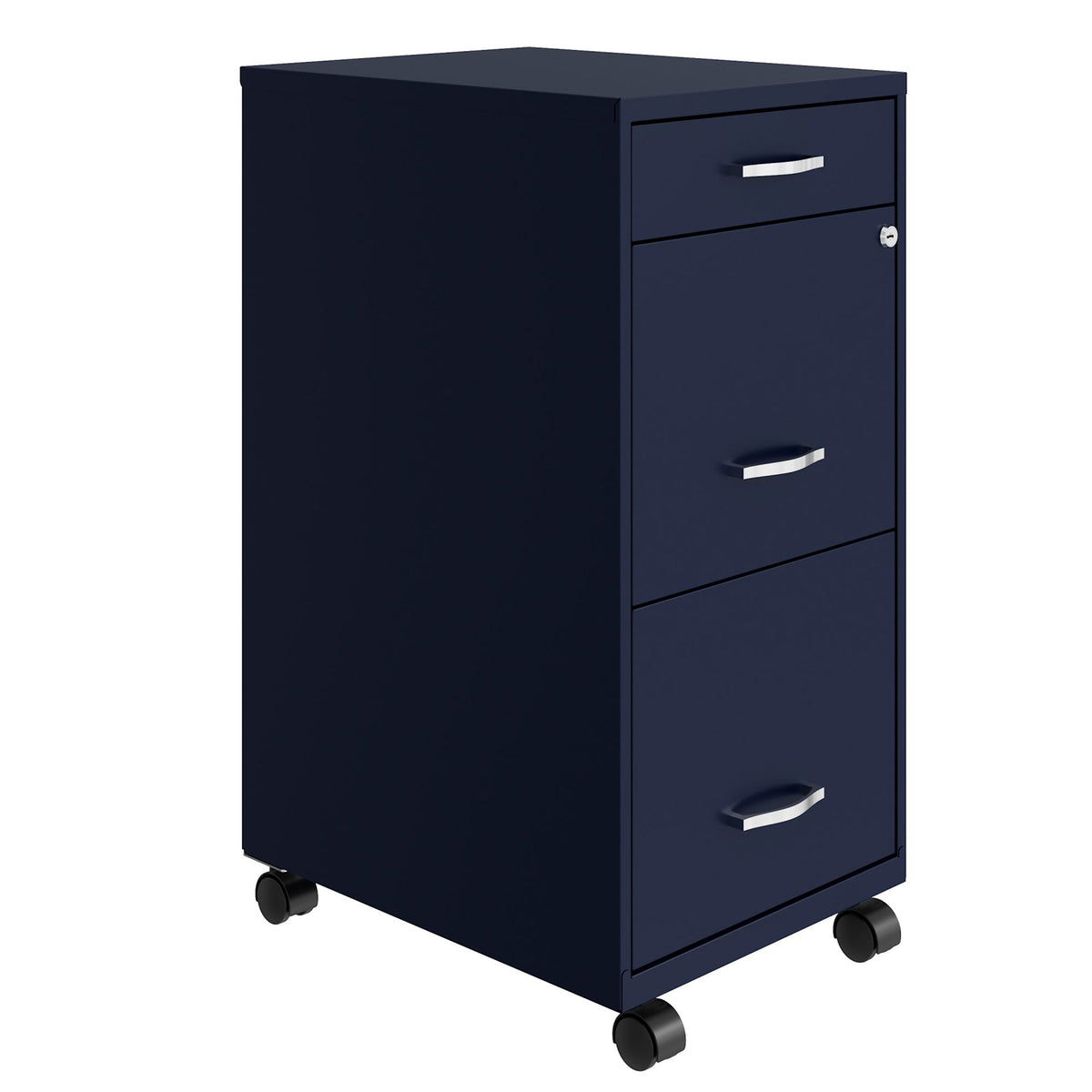 Space Solutions 18 In Wide 3 Drawer Mobile Organizer Cabinet for Offices, Navy