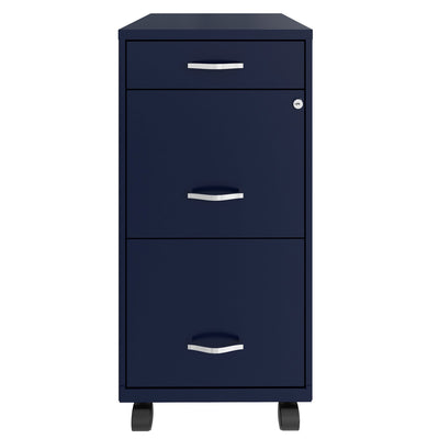 Space Solutions 18 In Wide 3 Drawer Mobile Cabinet for Offices, Navy (Used) - VMInnovations
