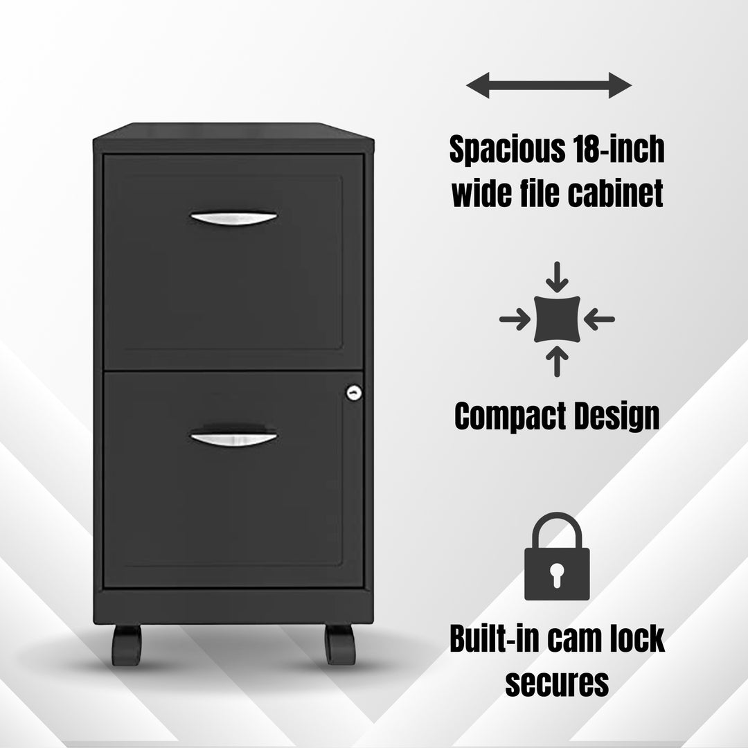 Space Solutions 18 Inch 2 Drawer Mobile Organizer Office Cabinet, Charcoal(Used)