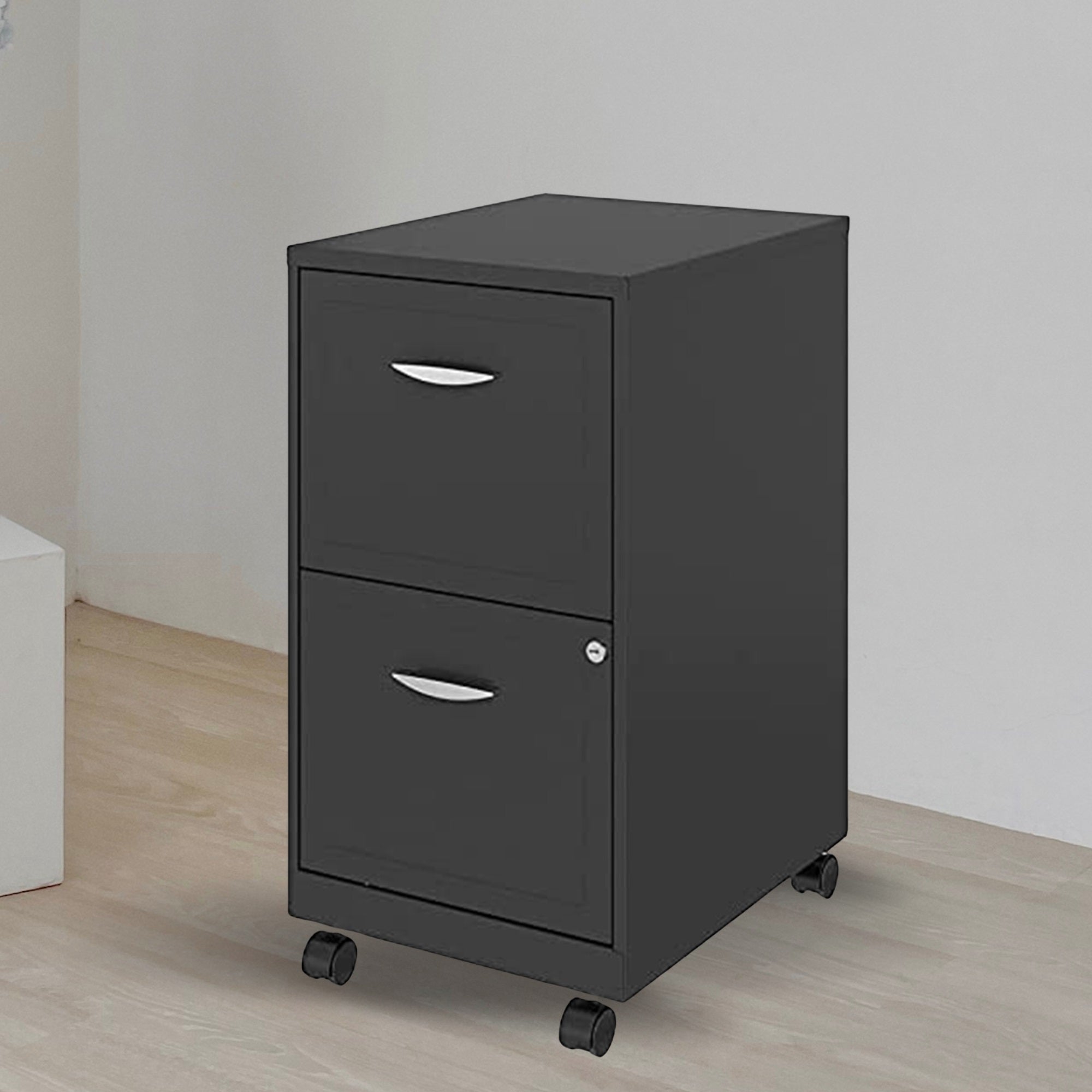 Space Solutions 18 Inch 2 Drawer Mobile Organizer Office Cabinet, Charcoal(Used) - VMInnovations
