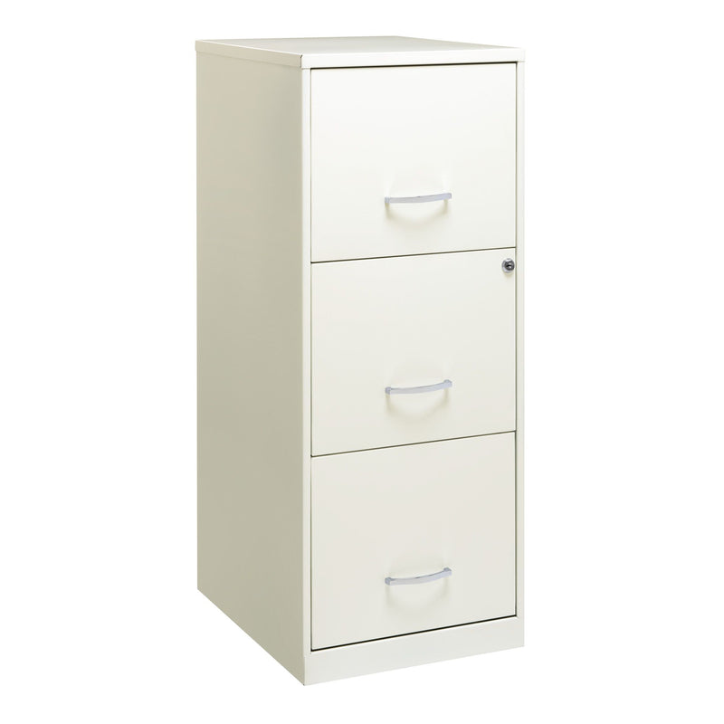 Space Solutions 18 Inch 3 Drawer Vertical Organizer Cabinet for Office, White