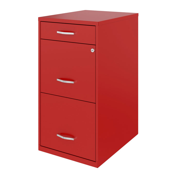 18 Inch Wide 3 Drawer File Organizer Cabinet for Office, Red (Used)