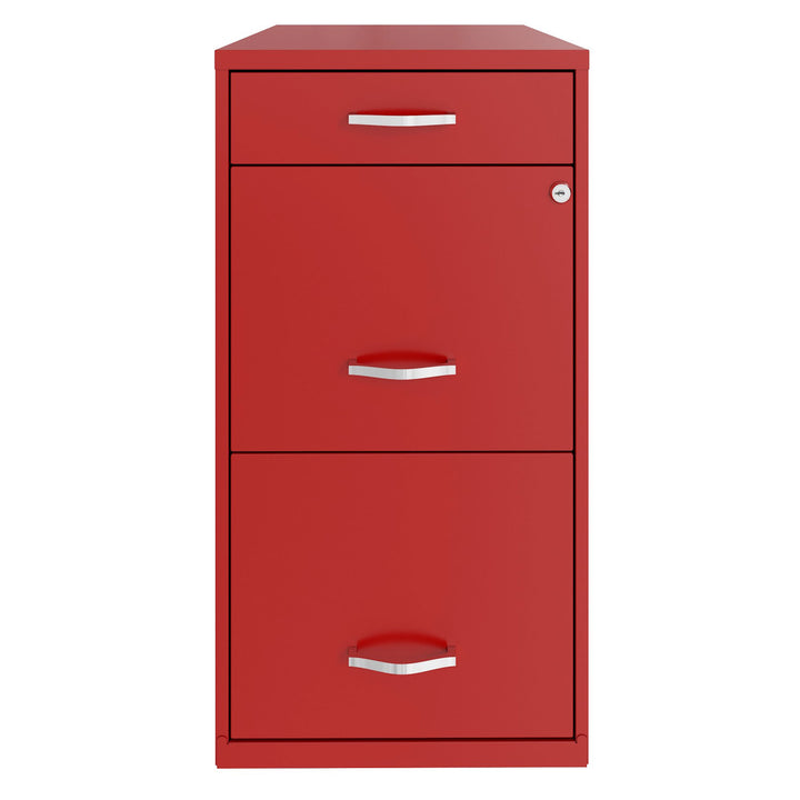 18 Inch Wide 3 Drawer File Organizer Cabinet for Office, Red (Used)