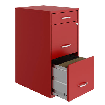 18 Inch Wide 3 Drawer File Organizer Cabinet for Office, Red (Used) - VMInnovations