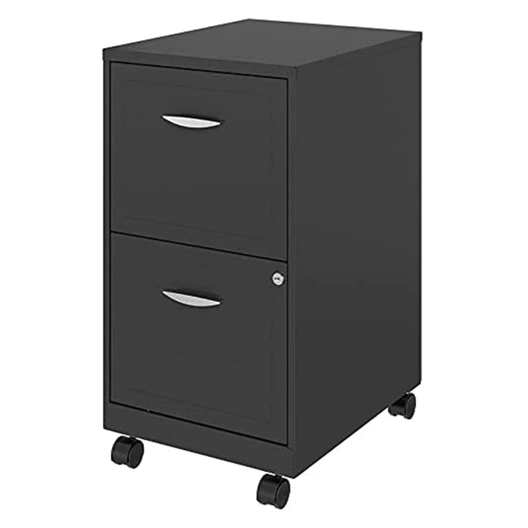 Space Solutions 18 Inch 2 Drawer Mobile Organizer Office Cabinet, Charcoal(Used)