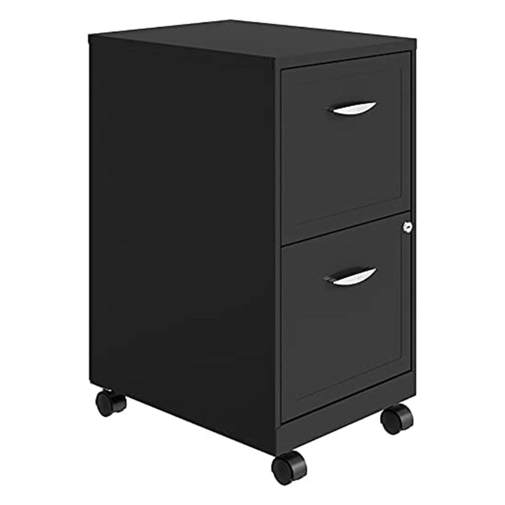 Space Solutions 18 Inch 2 Drawer Mobile Organizer Office Cabinet, Charcoal(Used)