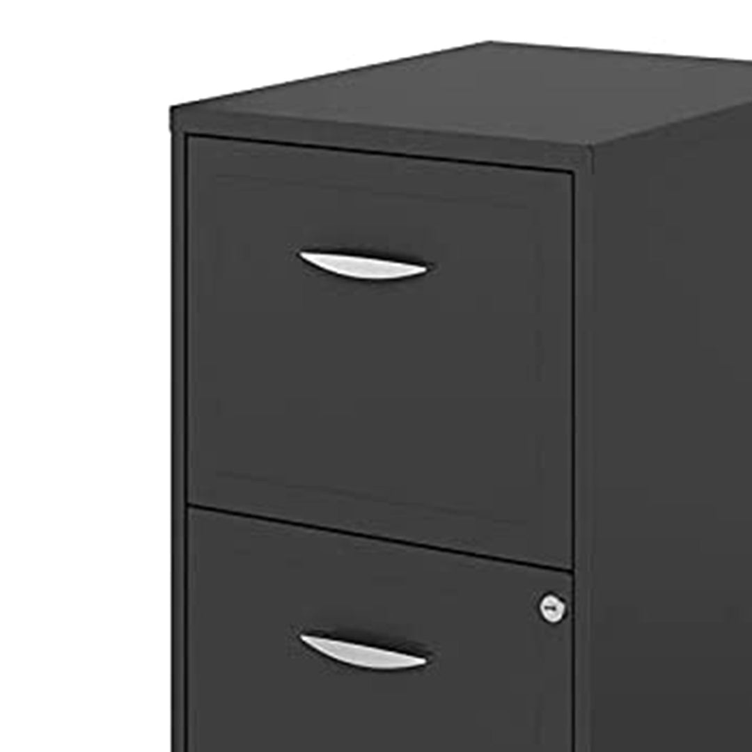 Space Solutions 18 Inch 2 Drawer Mobile Organizer Office Cabinet, Charcoal(Used)