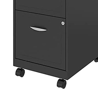 Space Solutions 18 Inch 2 Drawer Mobile Organizer Office Cabinet, Charcoal