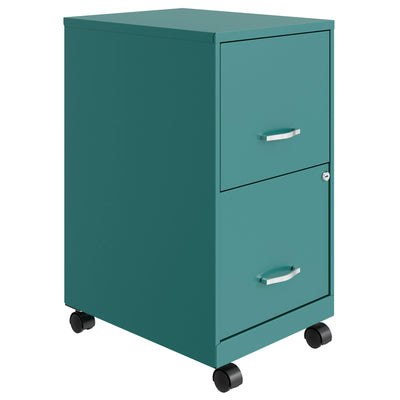 Space Solutions 18' Wide 2 Drawer Mobile Organizer Cabinet , Teal (Used)