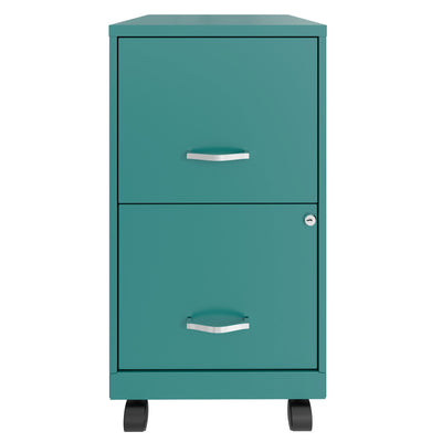 Space Solutions 18' Wide 2 Drawer Mobile Organizer Cabinet , Teal (Used)